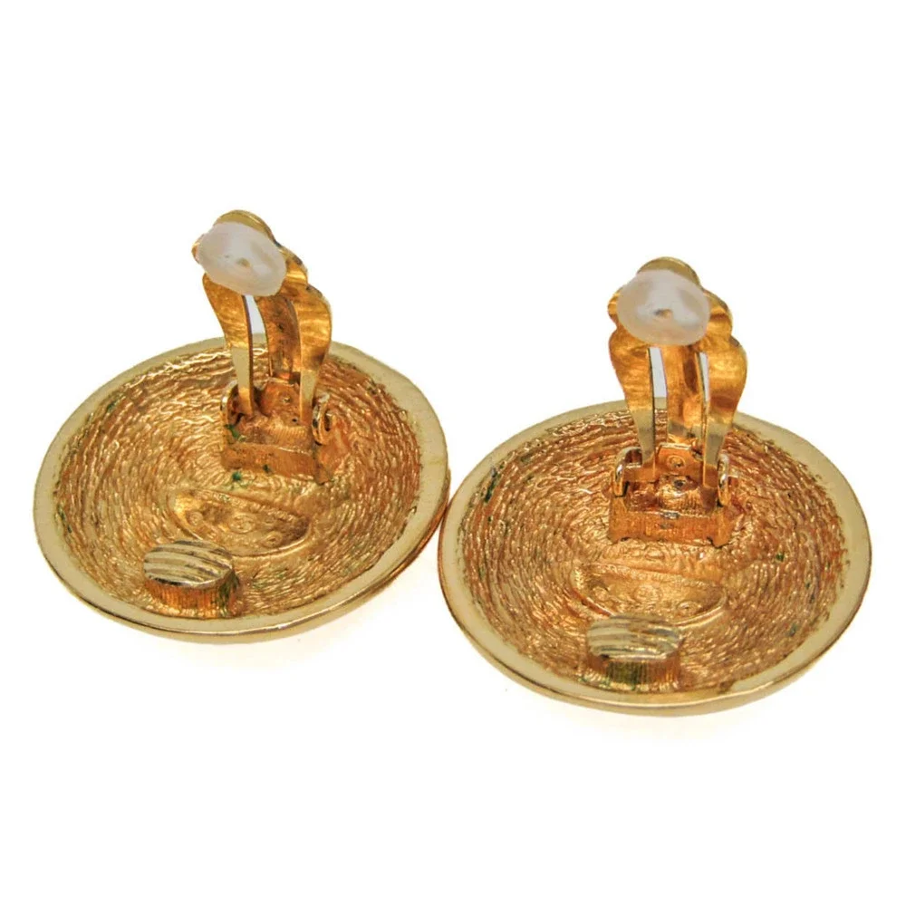 CHANEL Vintage Gold Logo Earrings